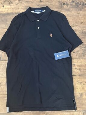 Black Y2K NWT U.S. Polo Assn. black polo shirt Size M #preppy #classic